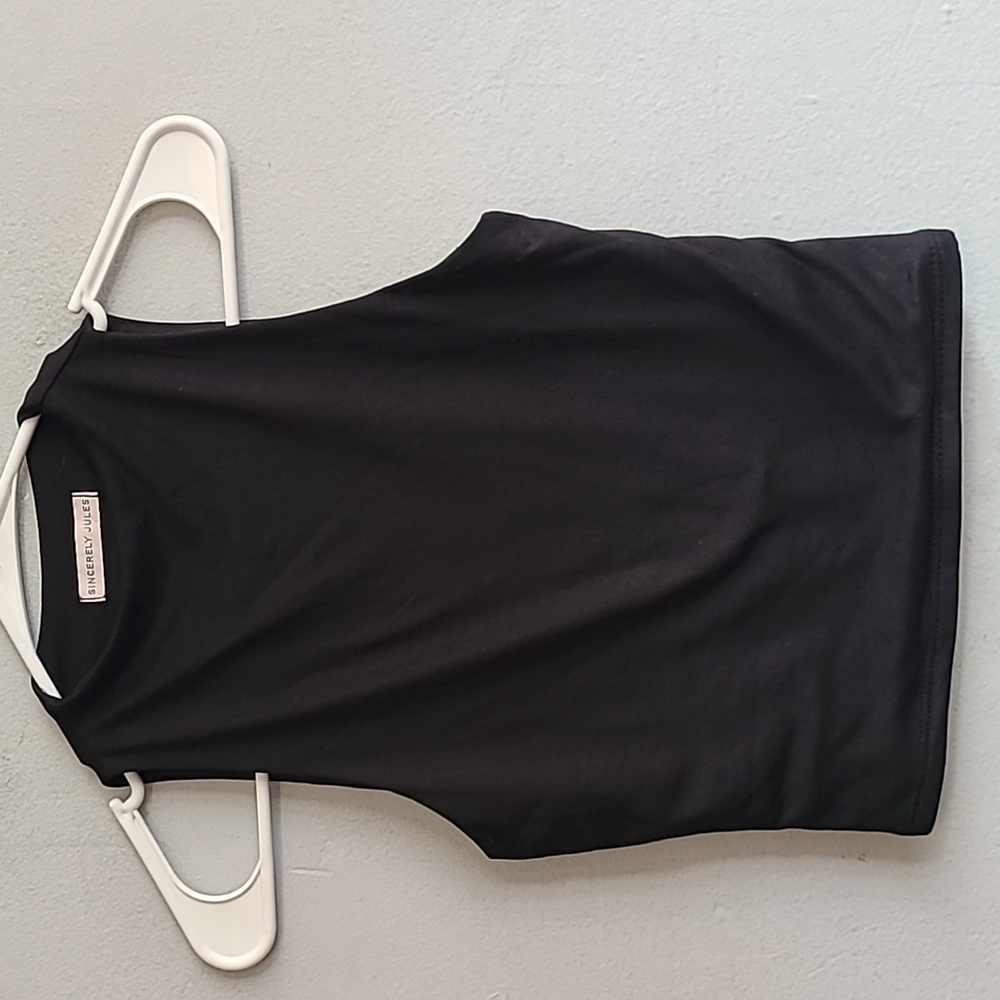 Women's XS Sincerely Jules solid black high neck cropped tank top shirt